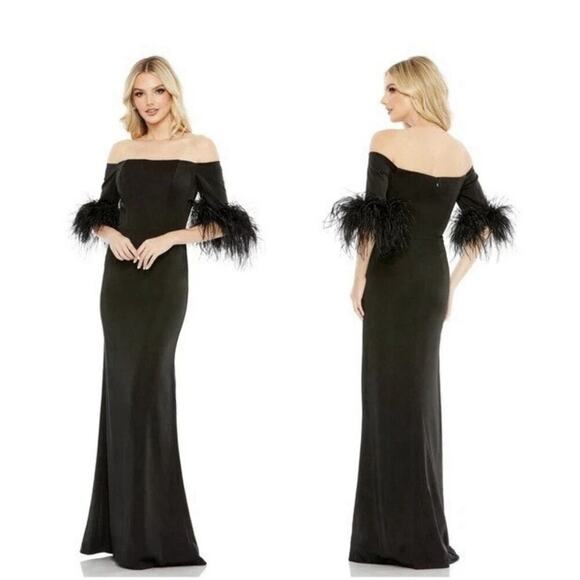 Mac Duggal Dresses & Skirts - Mac Duggal 11441 Feather Off The Shoulder Column Gown Size 4 $498